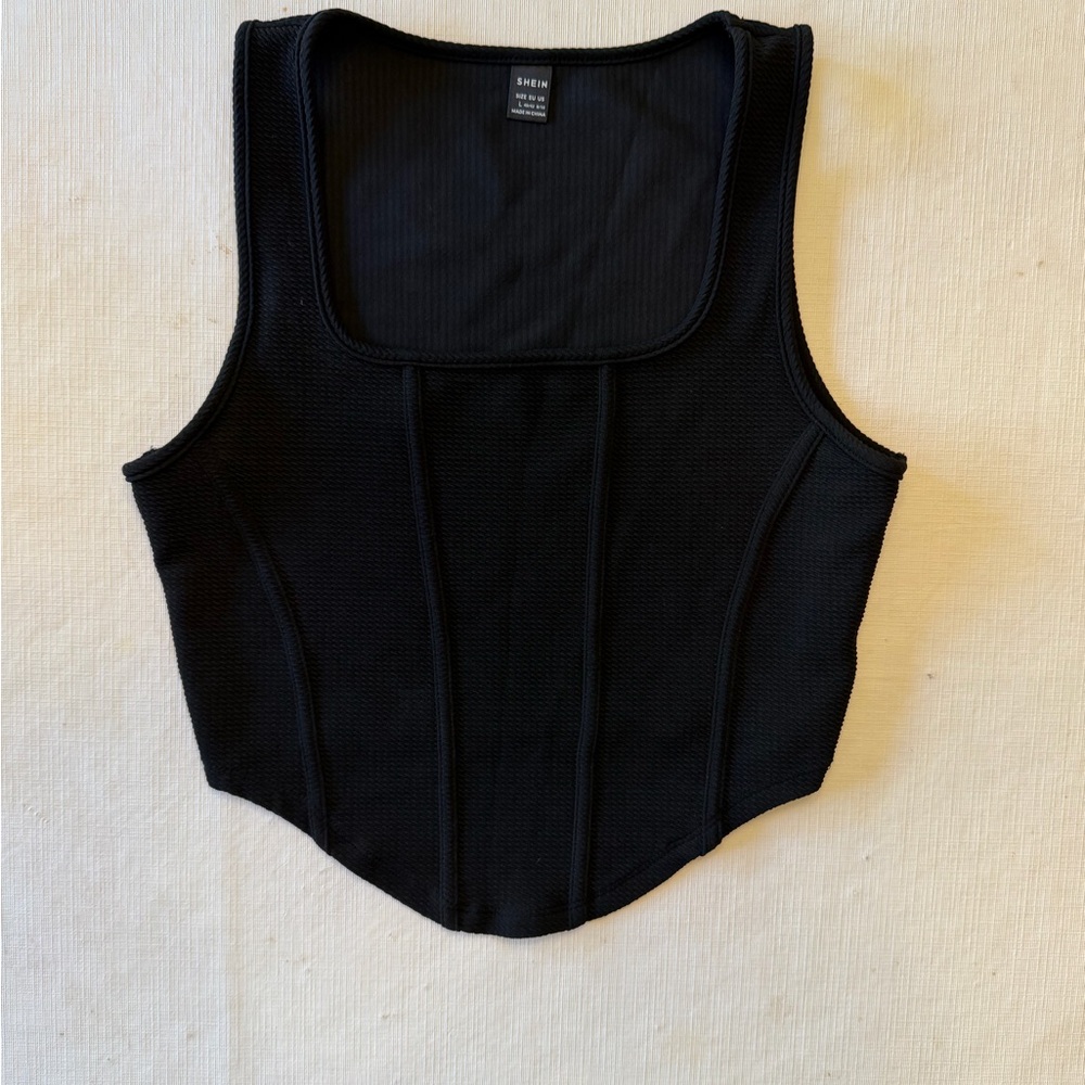 SHEIN Elegant Black Corset-Style Tank Top
